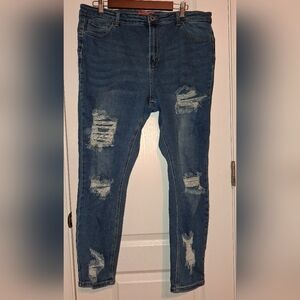 Wax Jeans Distressed Blue Jeans
